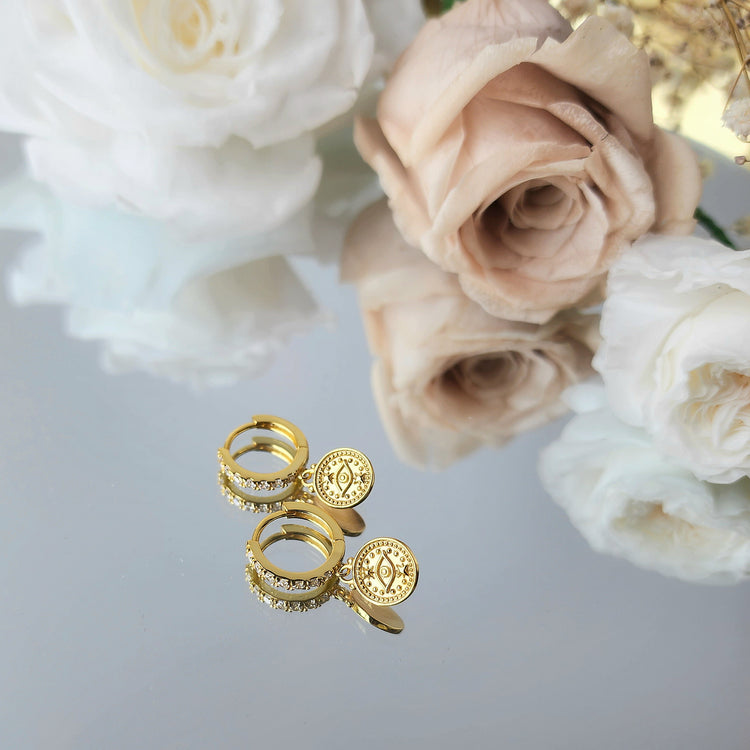 Evil Eye Huggie with CZ Detail - Crystals and Me | Crystal Candles and Ethically Sourced Crystals