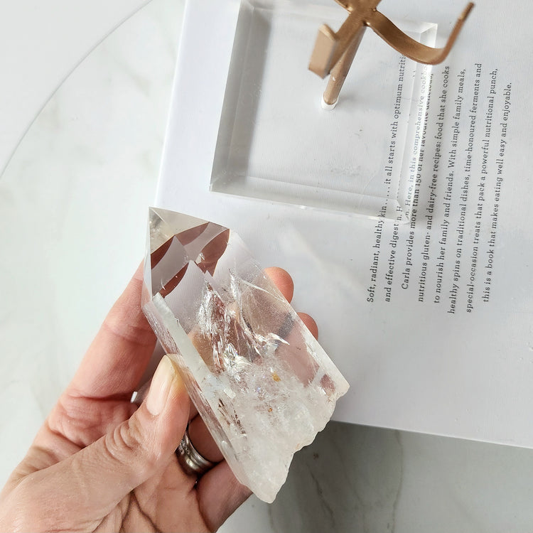 Clear Quartz Crystal AAA Rough Point with stand