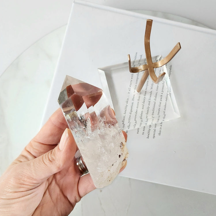 Clear Quartz Crystal AAA Rough Point with stand