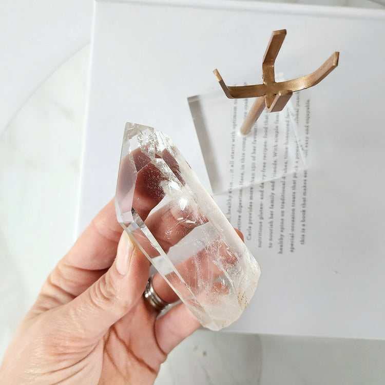 Clear Quartz Crystal AAA Rough Point with stand