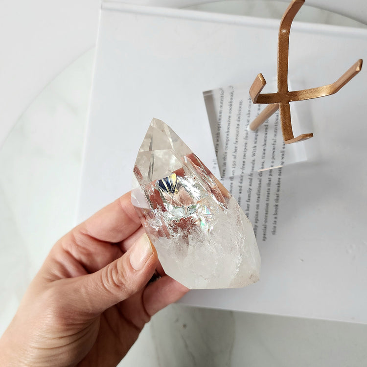 Clear Quartz Crystal AAA Rough Point with stand