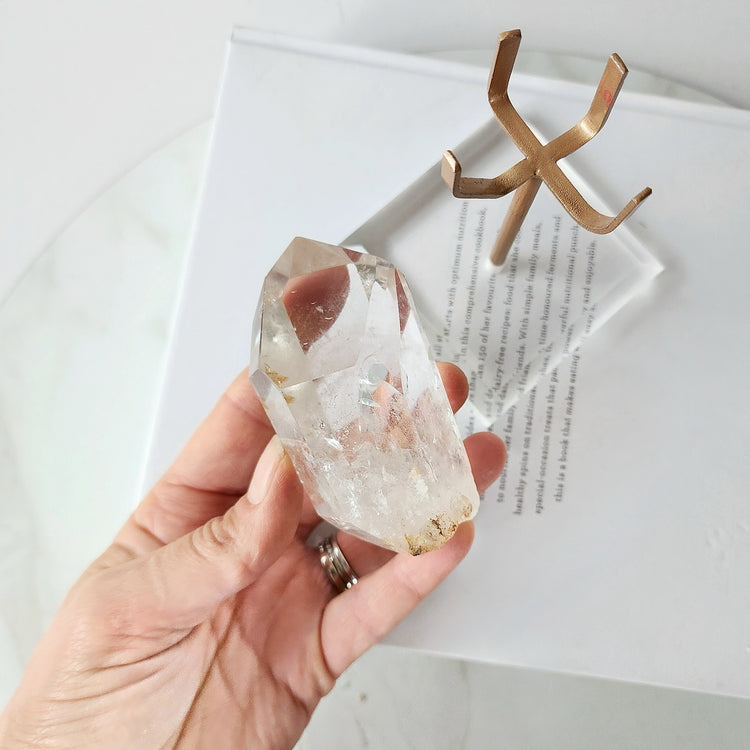 Clear Quartz Crystal AAA Rough Point with stand