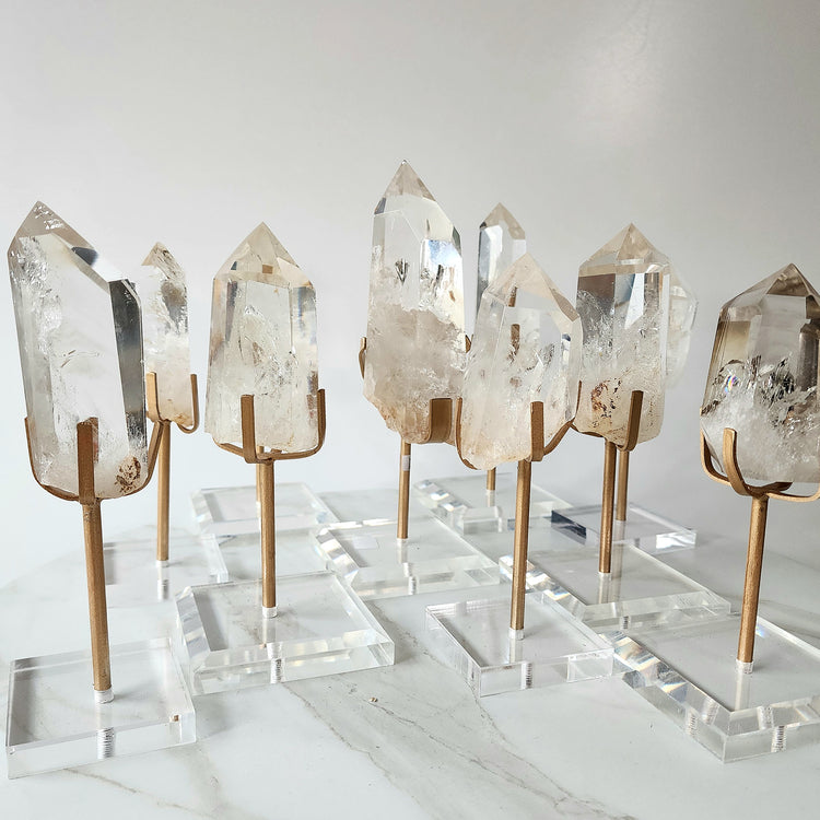 Clear Quartz Crystal AAA Rough Point with stand