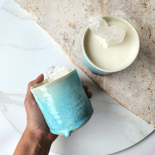 Sale-Seamist Stoneware Ceramic Candle - Crystals and Me | Crystal Candles and Ethically Sourced Crystals
