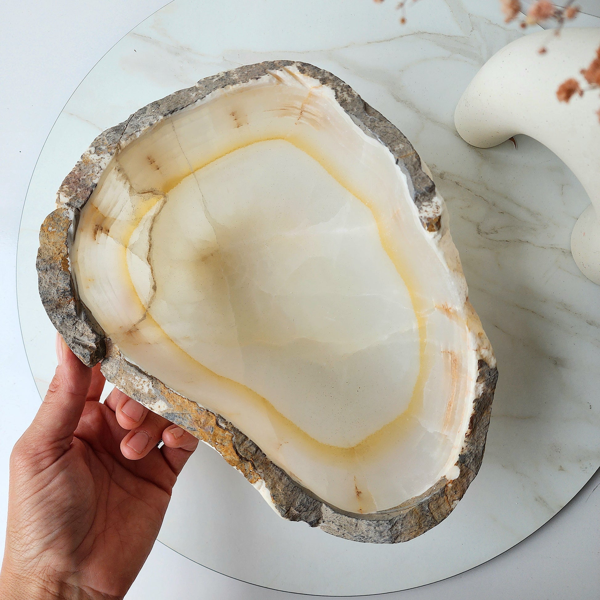 Aragonite Bowl XL Raw Natural Stone 1 - Crystals and Me | Crystal Candles and Ethically Sourced Crystals