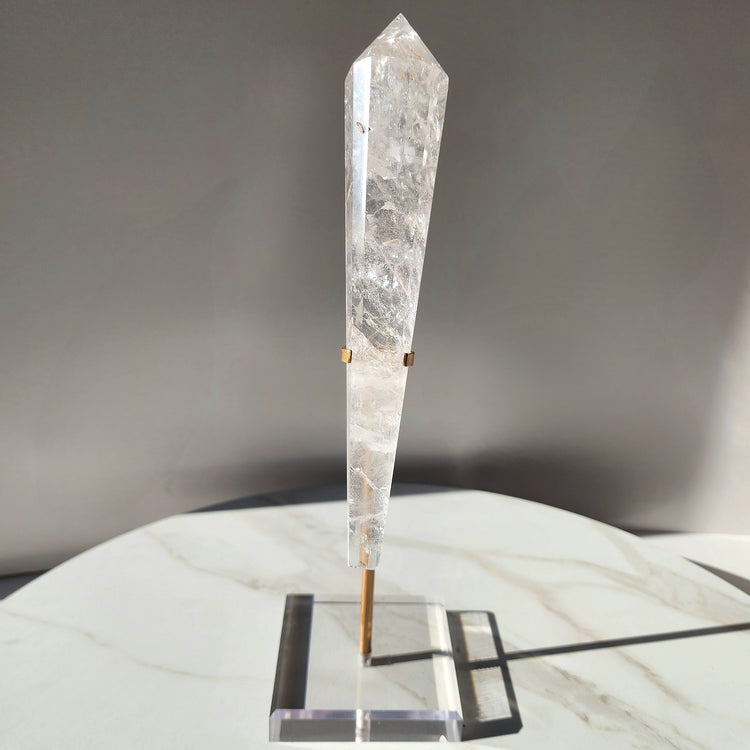 Clear Quartz Crystal Multi Faceted Point with stand 3
