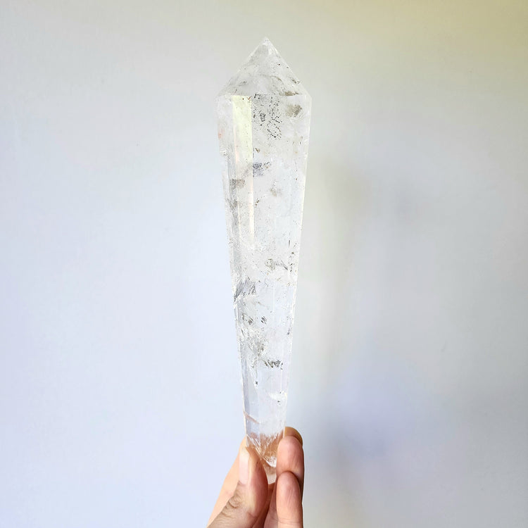 Clear Quartz Crystal Multi Faceted Point with stand
