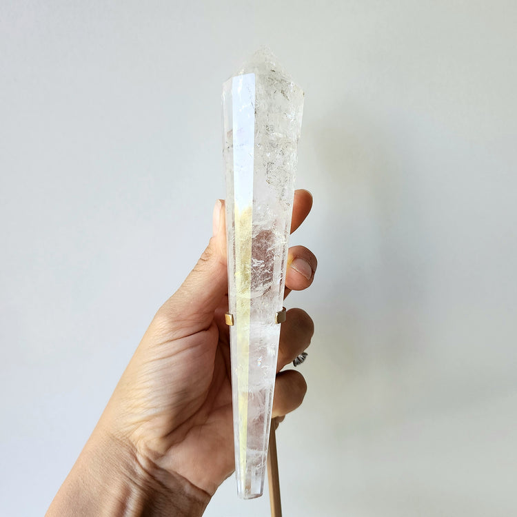 Clear Quartz Crystal Multi Faceted Point with stand 3