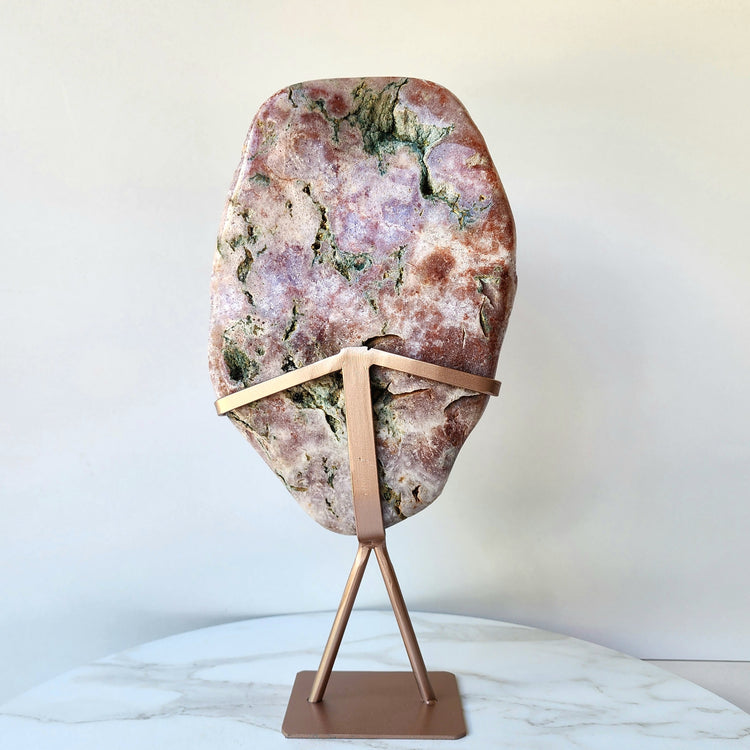 Pink Amethyst Crystal Slab Slice with Cluster on stand AAA