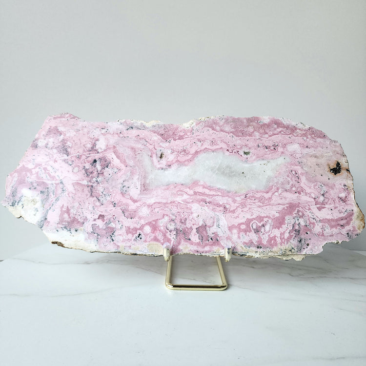 Rhodonite Crystal Slab XL with stand AAA