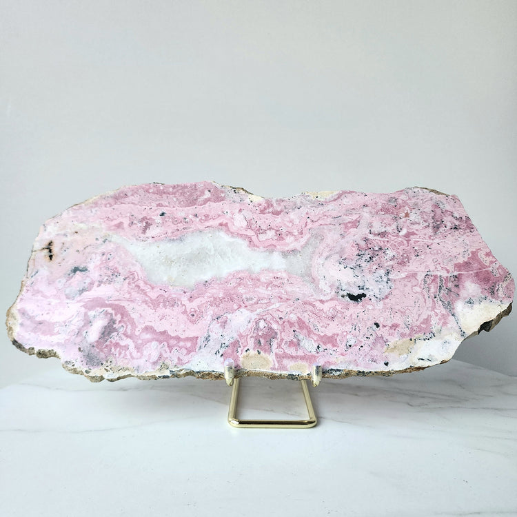 Rhodonite Crystal Slab XL with stand AAA