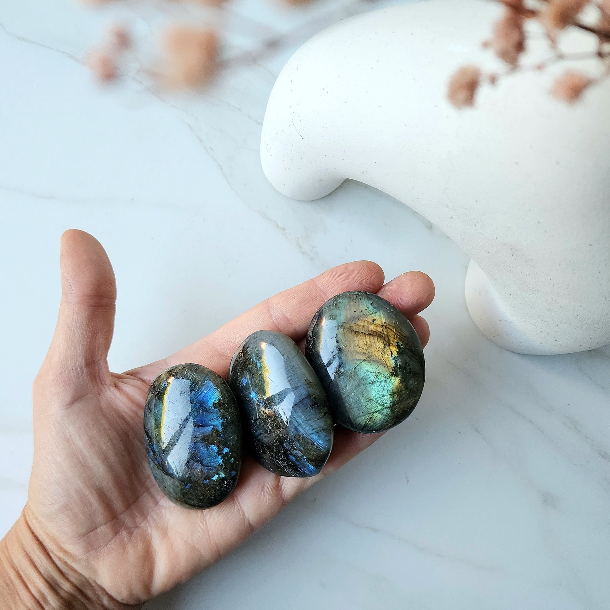 Labradorite Crystal Palm Stone - Crystals and Me | Crystal Candles and Ethically Sourced Crystals