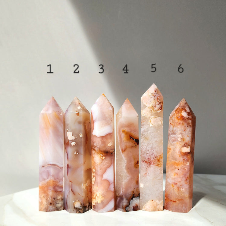 Carnelian Crystal with Flower Agate Crystal Tower Large