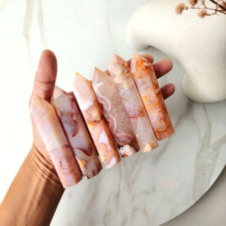 Carnelian Crystal with Flower Agate Crystal Tower Large