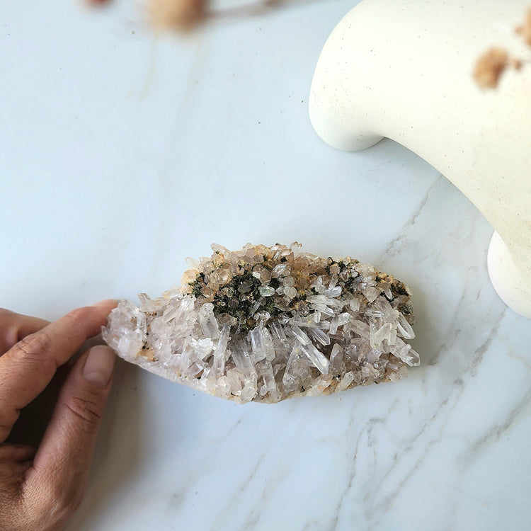 Himalayan Quartz Crystal with Epidote Unique Cluster