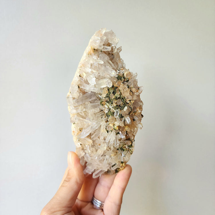 Himalayan Quartz Crystal with Epidote Unique Cluster