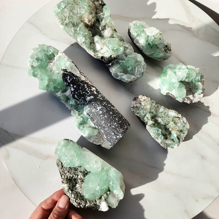 Green Apophyllite Crystal Rare Cluster Collectors Pieces