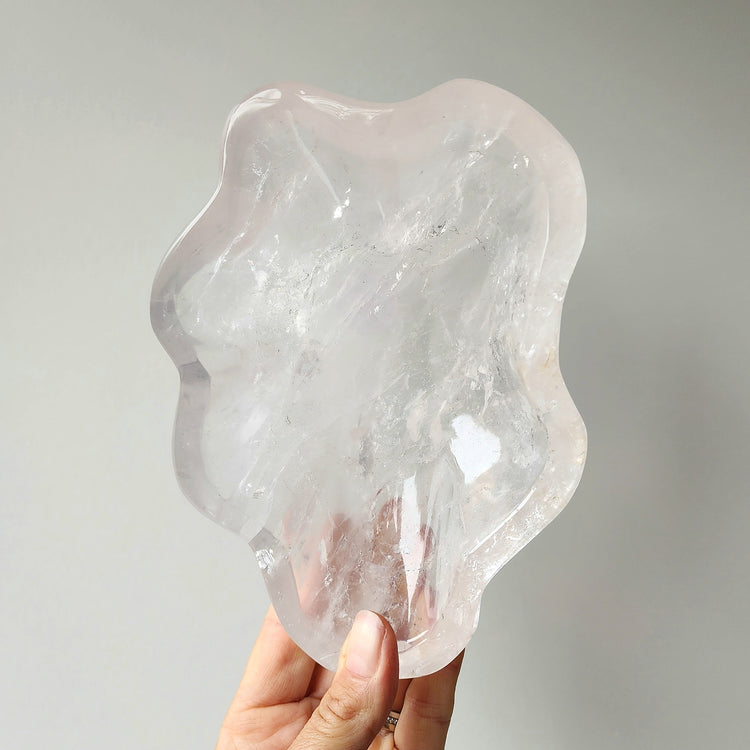 Rose Quartz Crystal Carved Bowl Polished AA