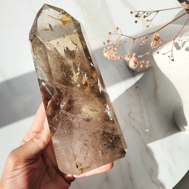 Smokey Citrine Crystal Natural AAA Polished XL Generator Tower Point Obelisk
