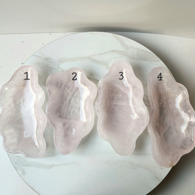 Rose Quartz Crystal Carved Bowl Polished AA
