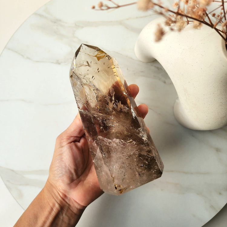 Smokey Citrine Crystal Natural AAA Polished XL Generator Tower Point Obelisk