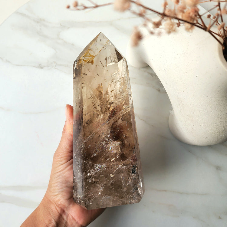 Smokey Citrine Crystal Natural AAA Polished XL Generator Tower Point Obelisk