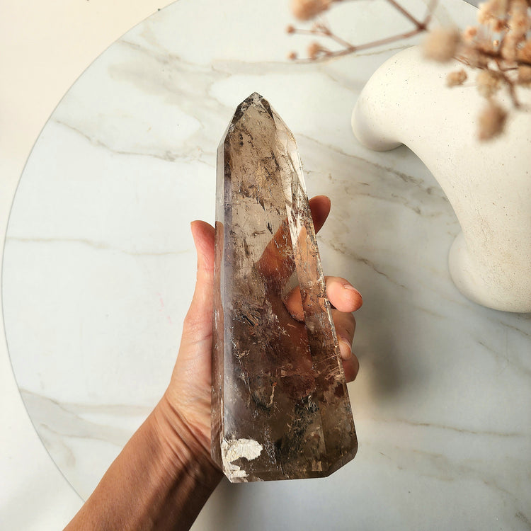 Smokey Citrine Crystal Natural AAA Polished XL Generator Tower Point Obelisk