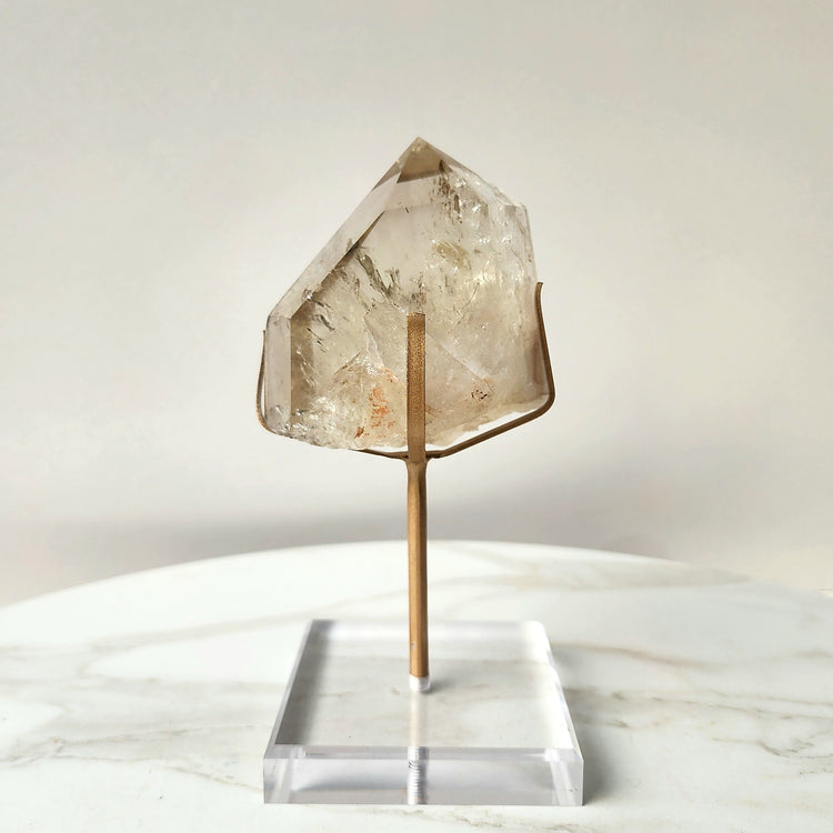 Smokey Citrine Crystal Natural AAA Polished Point on stand