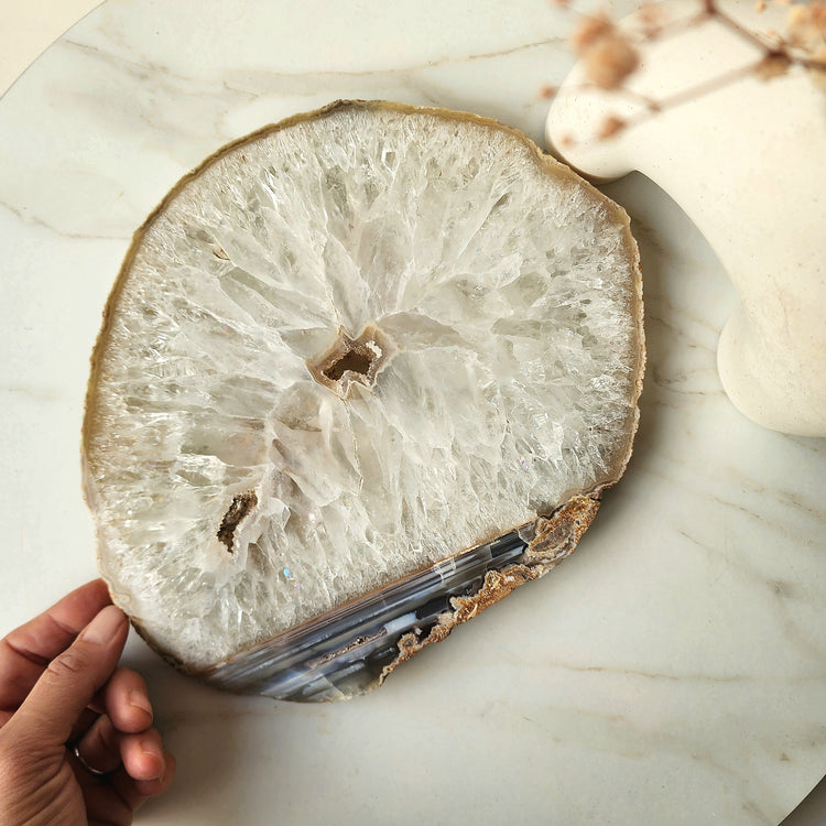 Agate Crystal Slab Slice XL with stand