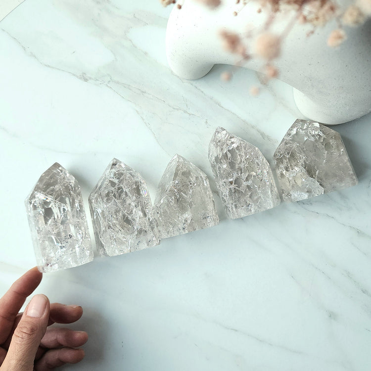 Fire and Ice Clear Quartz Crystal Polished Point X Large