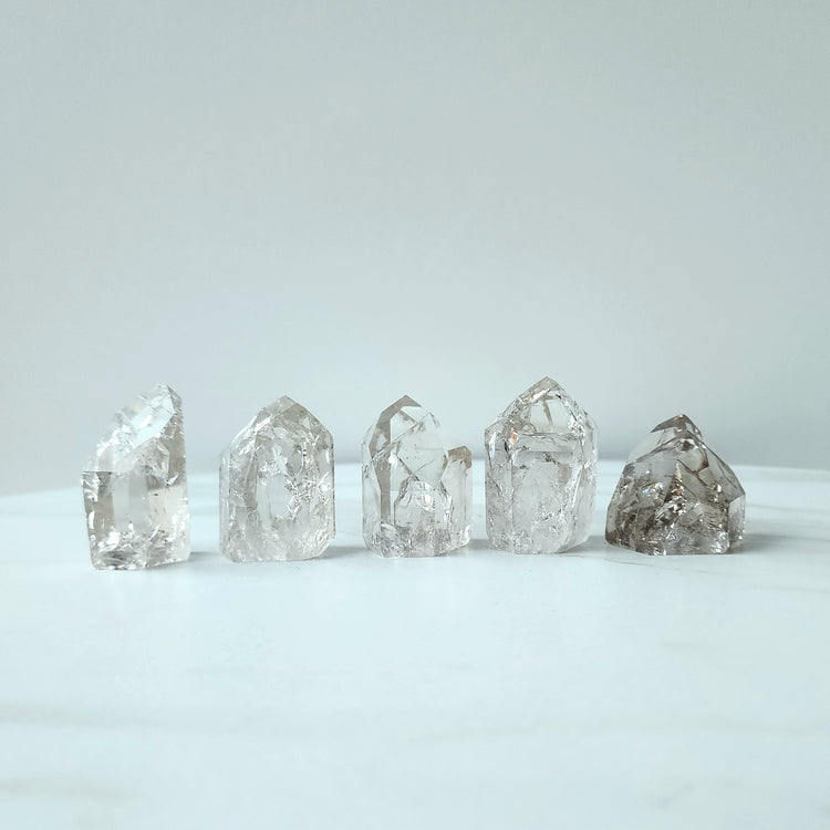 Fire and Ice Clear Quartz Crystal Polished Point Small + XSmall