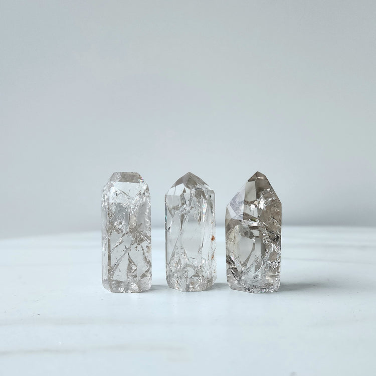 Fire and Ice Clear Quartz Crystal Polished Point Small + XSmall