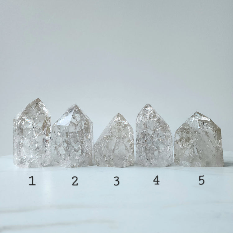 Fire and Ice Clear Quartz Crystal Polished Point X Large