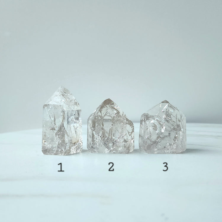 Fire and Ice Clear Quartz Crystal Polished Point Medium