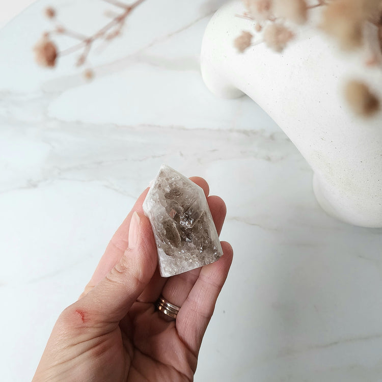Smokey Quartz Crystal Cluster Half Polished Point Tower XSmall