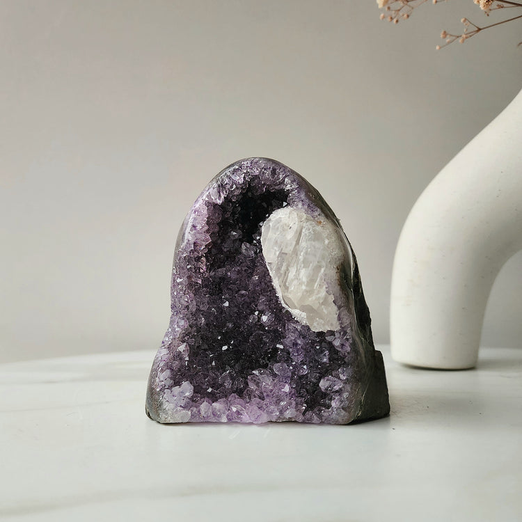 Amethyst Crystal Cluster with Calcite Inclusion