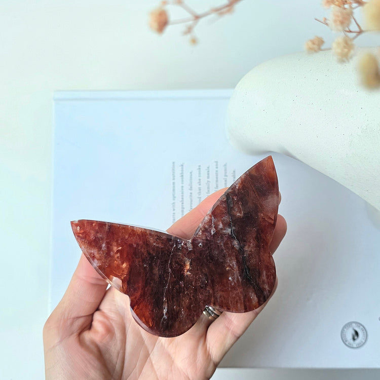Fire Quartz Crystal Butterfly