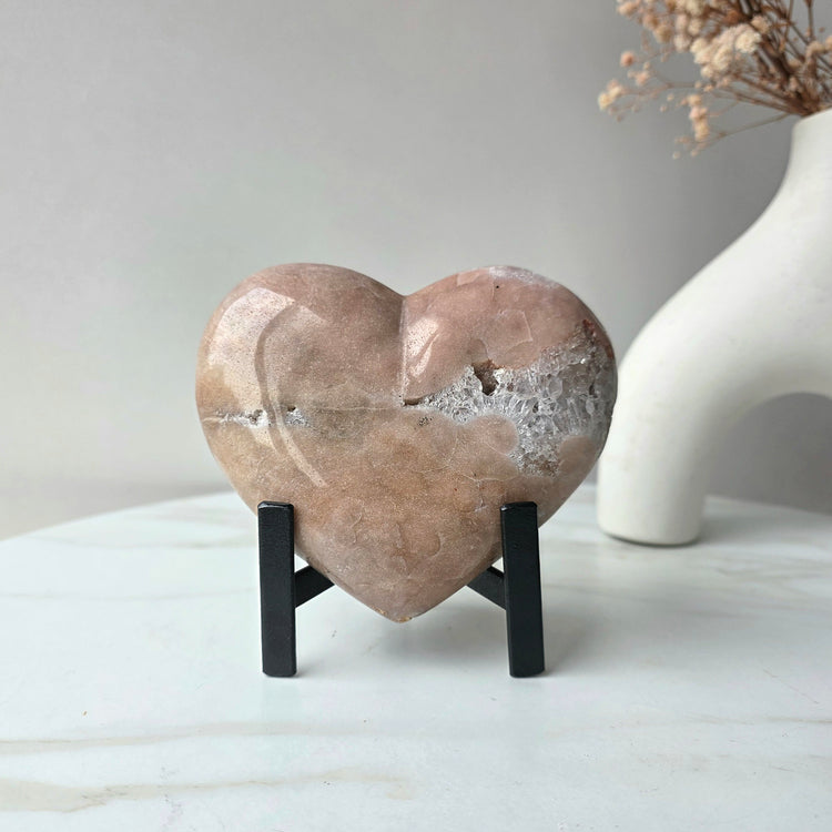 Pink Amethyst Crystal Heart with Cluster and Druze Medium
