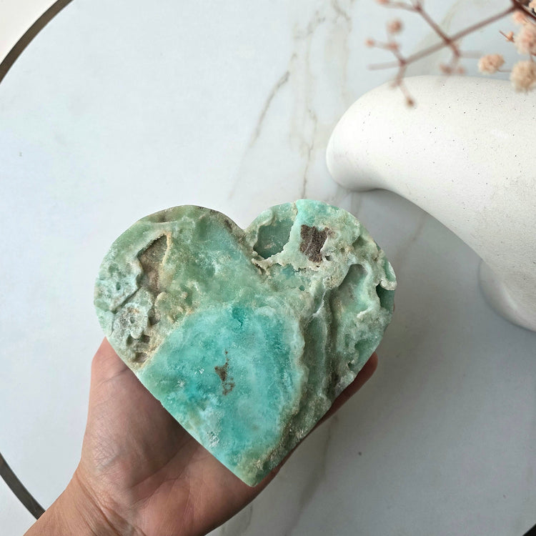 Blue Aragonite Crystal Natural Heart