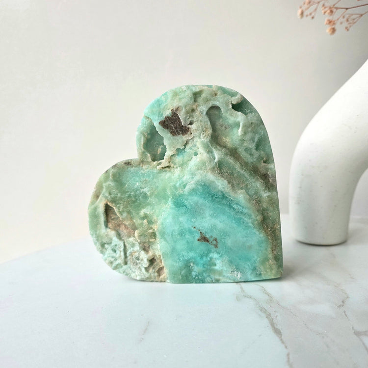 Blue Aragonite Crystal Natural Heart