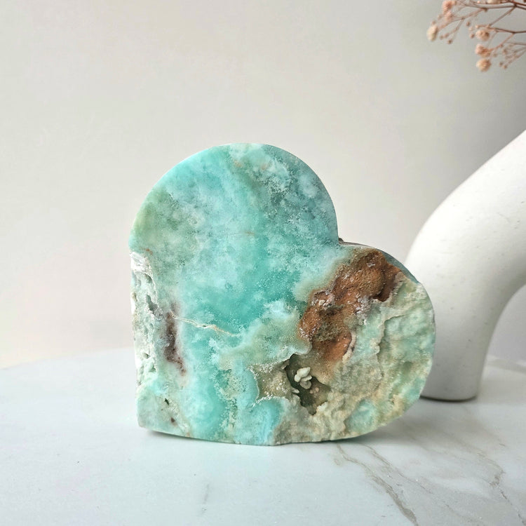 Blue Aragonite Crystal Natural Heart