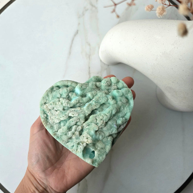 Blue Aragonite Crystal Natural Heart