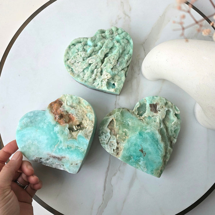 Blue Aragonite Crystal Natural Heart