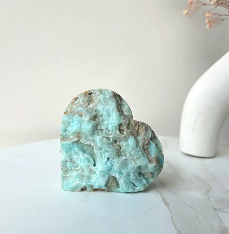 Blue Aragonite Crystal Natural Heart