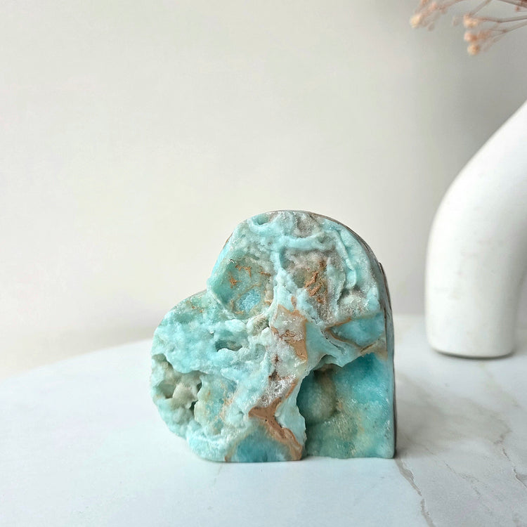 Blue Aragonite Crystal Natural Heart