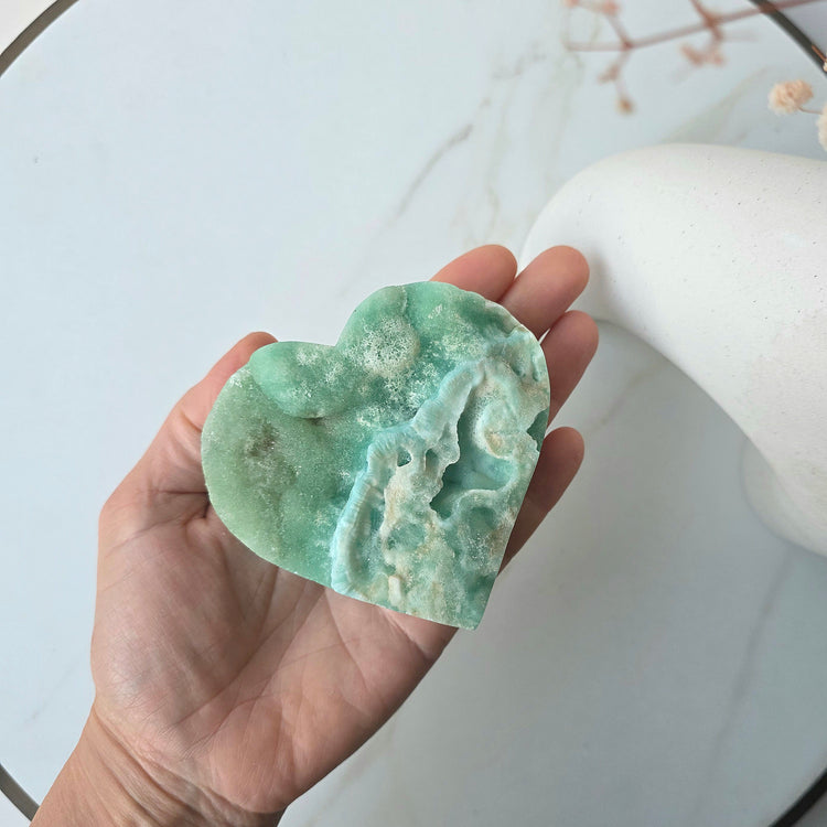 Blue Aragonite Crystal Natural Heart