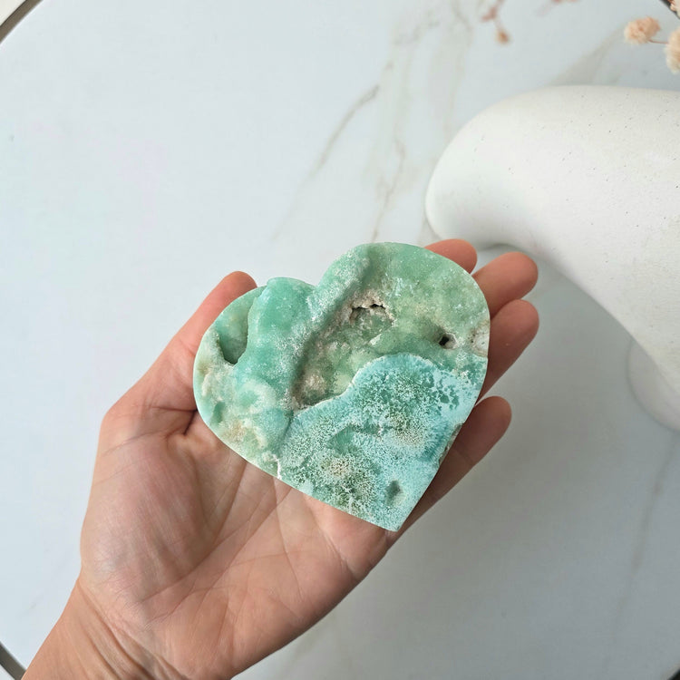 Blue Aragonite Crystal Natural Heart