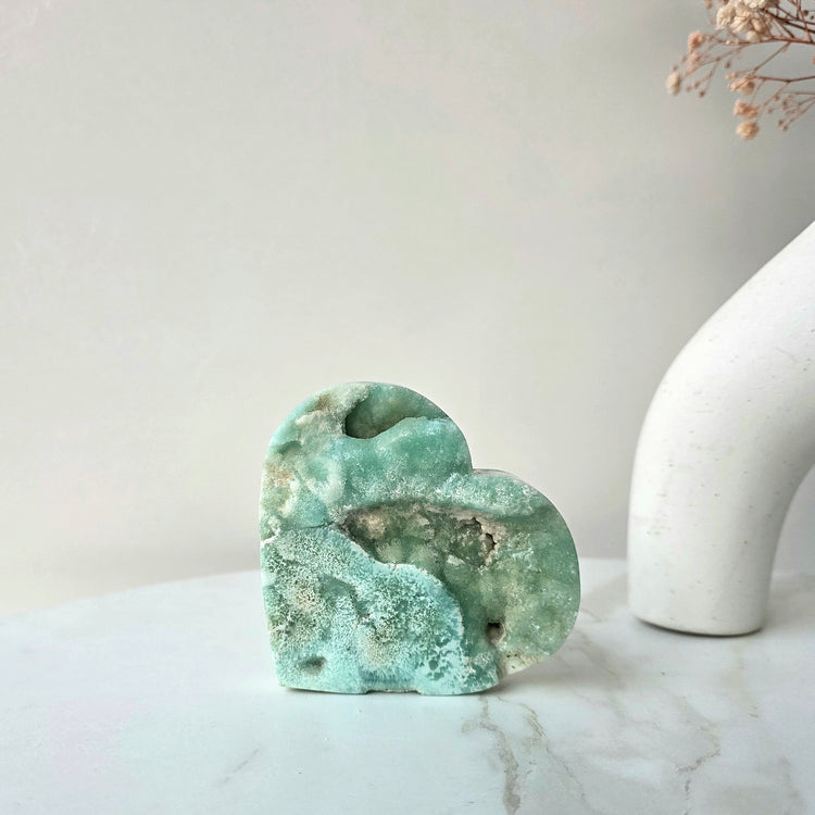 Blue Aragonite Crystal Natural Heart