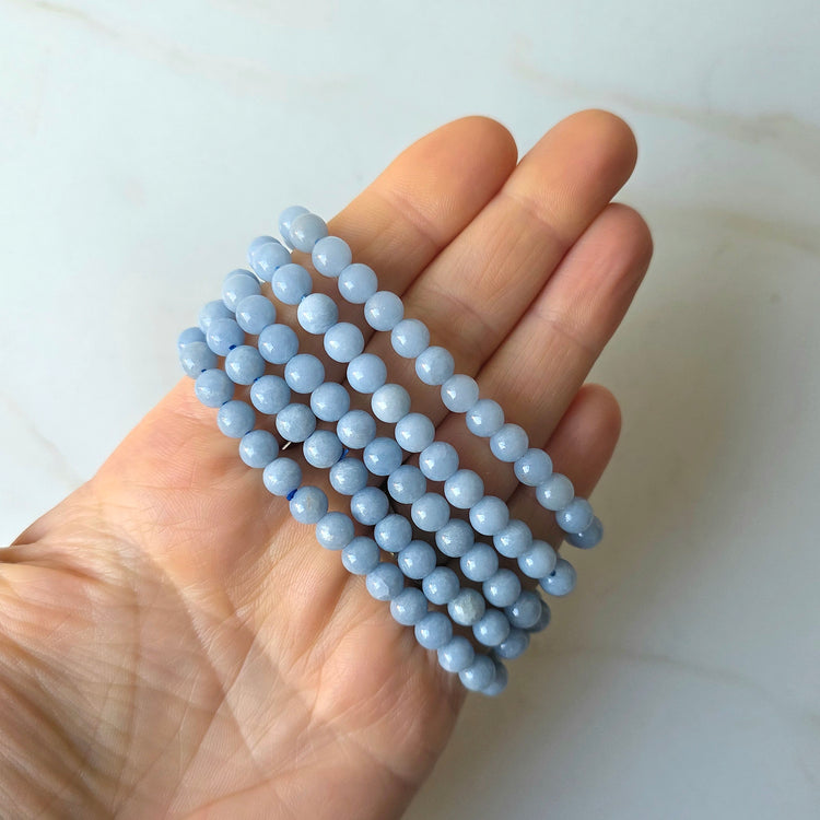 Angelite Crystal Bead Bracelet
