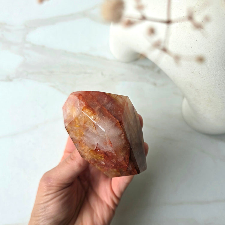 Golden Healer Crystal with Fire Quartz Freeform